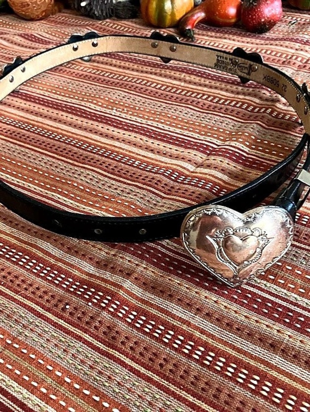Justin Leather Heart Concho Belt Size 32
